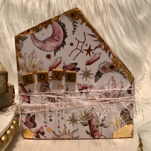 Wood Boho Wood House Set - 4x4 Wood Block Decor, Outdoor Porch Decoration Fall, - Picture 4 of 4